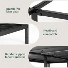 King Size Bed Frame - Bed 150x200 Cm - 36 Cm Height With Underbed Storage - Metal Platform Bed Frame With Steel Slat Support - Black - King - View 7