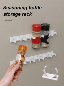 1pc-4pcs Spice Jar Wall Mount Rack, Modern Minimalist White Hanging Spice Bottle Storage Organizer For Kitchen - Multicolor - View 11