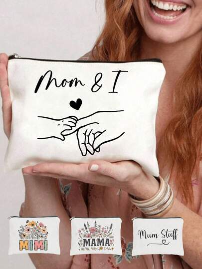 母亲节字母花卉图案女士化妆包，母亲节礼物 - 多功能旅行收纳包，可折叠化妆包，旅行收纳盒 | 耐用涤纶材质，带拉链，生日、母亲节、送给女朋友的完美礼物。送给妈妈、阿姨和奶奶的最佳母亲节礼物。