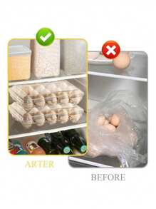 1pc Refrigerator Egg Box, Food Preservation Box For Kitchen, Creative Egg Box, Transparent Storage Box, Frozen Dumplings Box, Kitchen Supplies, For Easter, For Easter Day, Egg Storage Trays - Clear - View 7