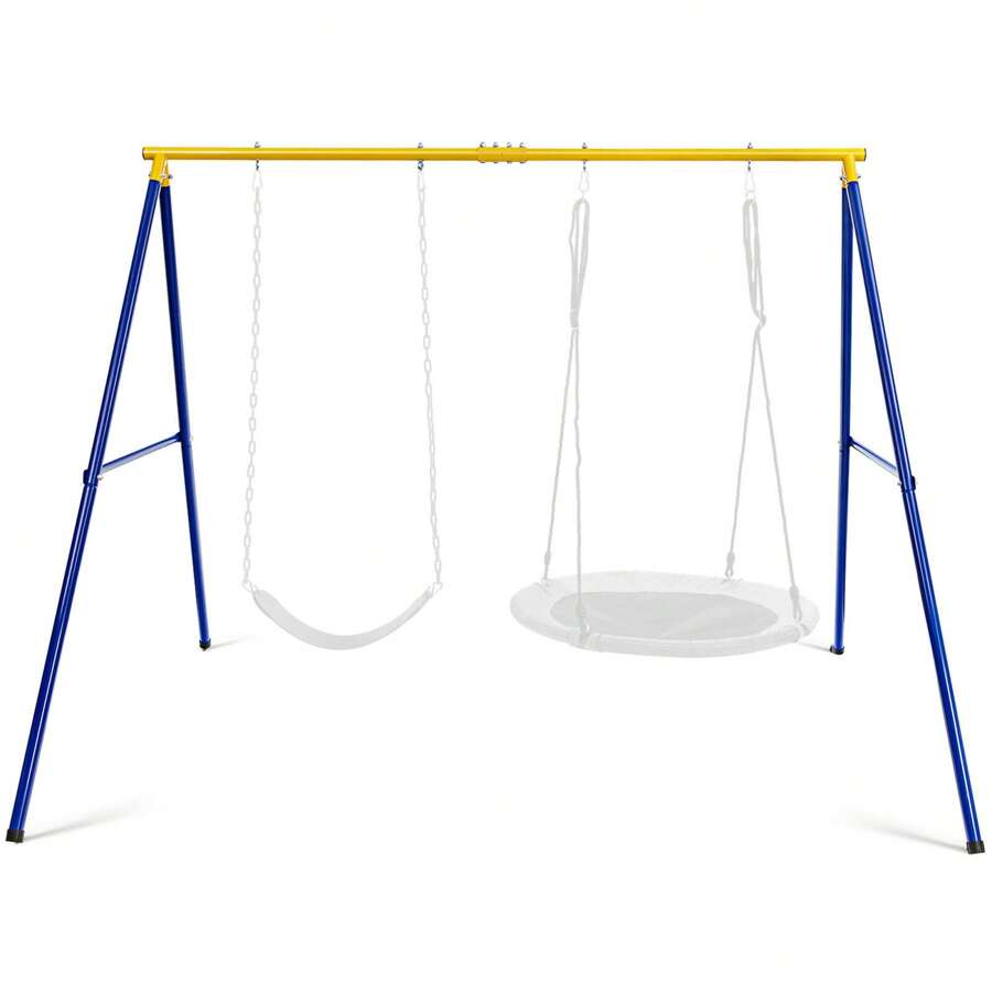 660 LBS Heavy-Duty Metal Swing Frame Extra Large Swing Stand For Kids And Adults - 黃色和藍色 - 查看 1