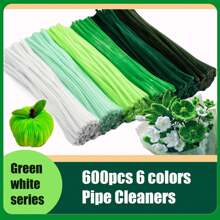 601pcs 6 Colors Purple Pink Blue Green Brown White Series Pipe Cleaner Set With 1 Tutorial Video, DIY Pipe Cleaners Bulk, Encrypted Chenille Stems, Pipe Cleaners For Crafts, Pipe Cleaner Crafts Art And Craft Decoration Chenille Stems Supplies, Mother's Day Gift - Multicolor - View 5