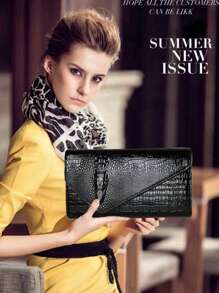 Luxury PU Leather Crossbody Bag, Fashionable All-Match Women Hand Bag, Unique Crocodile Pattern Clutch Bag