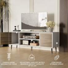 65 Inch Modern TV Stand,White&Walnut Wood Entertainment Center With Storage Drawers & Management Living Room - 白色和胡桃木色 - 查看 7