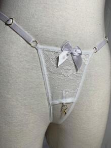 Thong Panties Pendant In Opening Panties In Women's Thongs Sexy Lace Lingerie Sensual Intimate Fashion - 白色 - 查看 1
