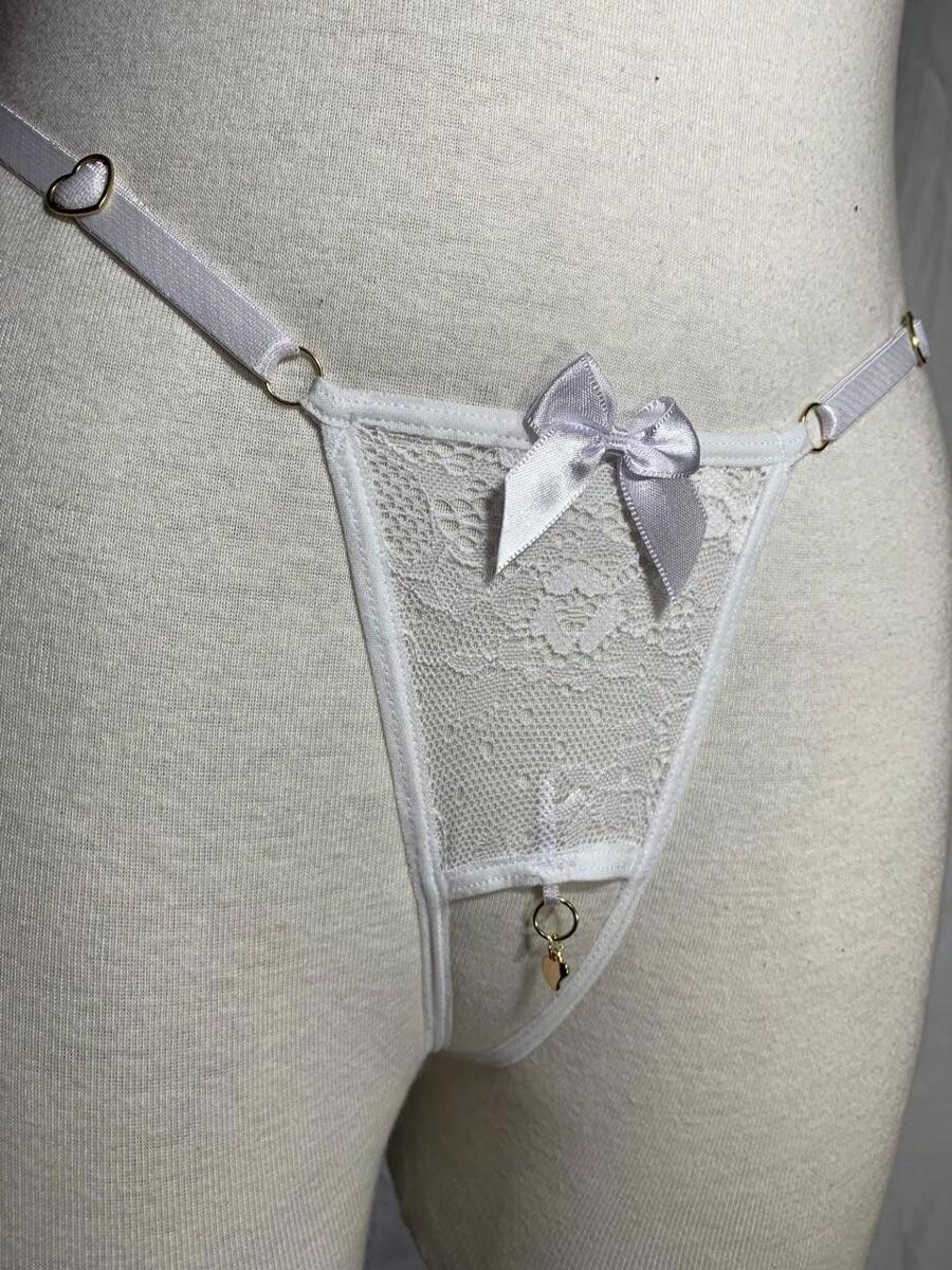 Thong Panties Pendant In Opening Panties In Women's Thongs Sexy Lace Lingerie Sensual Intimate Fashion - 白色 - 查看 1