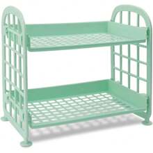 1 件双层桌面收纳架 - 2 层可调节塑料收纳架，带方形篮子设计，多功能桌架，适用于厨房、浴室和办公室使用，重量轻且节省空间 - 彩色 - 查看 12