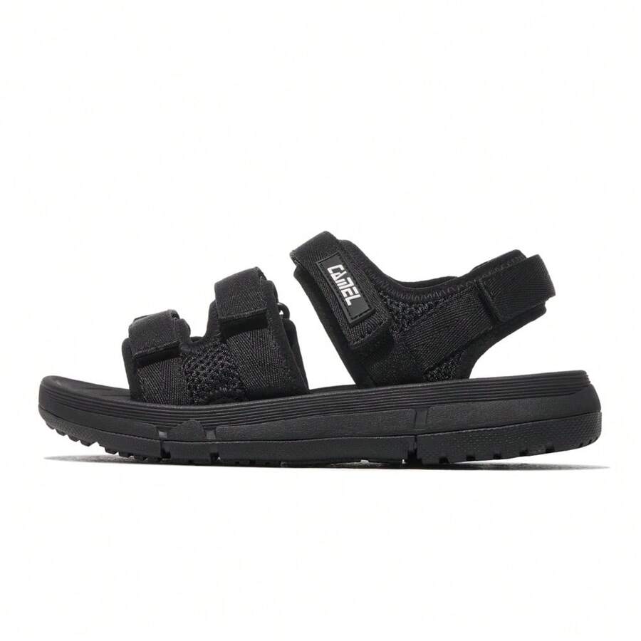 CAMEL CROWN Men's Sandals, Summer Non-Slip Soft Bottom Beach Shoes, Hook And Loop Closure - Black - View 1