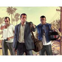 1 pièce Affiche murale avec cadre en option, Pop Art GTA 5 Vices, la capitale sainte, 5 stars, bon citoyen, trio de voyous, photo de groupe magnifique. Collection d'affiches artistiques à décorer la salle de jeu. Peinture HD cadeau de décoration