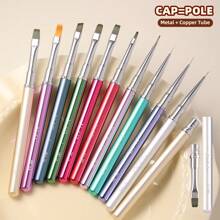 Hot 6pcs Metal Gel Brush Detachable Body Design Nylon Hair Nail Art Brushes Set