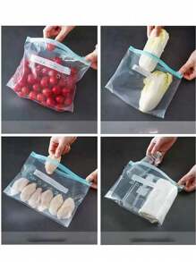20pcs Zip Lock Food Storage Bags, Thick Freezer Bags For Fridge, Microwave Friendly, Reusable, Suitable For Organizing