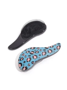 Leopard Print Hair Brush, Wet & Dry Dual-Purpose Detangling Comb Portable - Multicolor - View 10