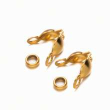 100 Stücke/Los Edelstahl Quetschperlen Kappen Knoten-Abdeckungen Muschel Umklapp-Perlen-Kappen mit Endkappen für Schmuckherstellung Kunsthandwerk DIY