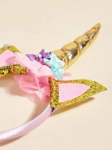 European Poodle, Corgi, Yorkshire, Shih Tzu, Bichon Frise Unicorn Holiday Headbands In Silver And Gold Colors - Gold - View 5