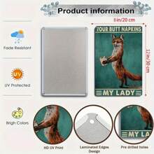 1PC Funny Tin Sign, Your Butt Napkins My Lady, Fox Artwork, Humorous Wall Decor, Durable Metal, Perfect For Living Room Or Office, 8x12 Inches/ 20x30 Cm - 8x12inch/20x30cm-1pc - View 4
