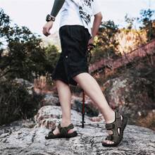 Men's Sport Sandals, Adjustable Hook-Loop Closure, Suitable For Outdoor Sports, Wear-Resistant Sole - Brown - View 7