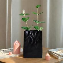 Bình gốm sứ trông giống giấy nhăn, Bình hoa Wabi-Sabi Boho màu trắng kem, Trang trí phòng khách văn phòng tại nhà đẹp mắt, Trang trí giá sách độc đáo, Quà tặng cho phụ nữ và trẻ em gái - Nhiều màu - Xem 8