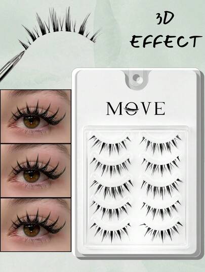 娃娃款自然假睫毛 - 透明睫毛杆，漫画仙女设计，角色扮演完美之选 - 可重复使用