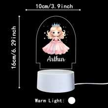1 pièce Lumière d'illusion LED 3D de lampe de nuit décorative de cadeau d'anniversaire avec personnalisation de nom de princesses de bande dessinée, lumière chaude, cadeau de Noël