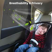Car Window Shades For Baby - 2 Packs Sun Shade Blocker, Breathable Mesh Car Rear Side Window Shade Sunshade For SUV, UV Protection For Baby Family Pet, Mosquito Bug Net Car Window Screens For Camping - Black - View 5