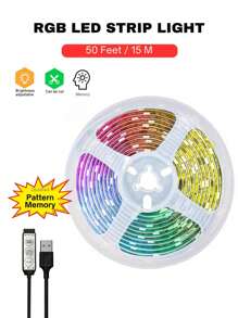 1 Pc 3.3-50ft/1-15m Tv Backlight LED Strip Light With Pattern Memory Fuction, Low Voltage 5v USB Flexible Led Light With Self Adhesive Tape, Embeded 3-Key Controller With Full Color Changing Light, Suitable For TV / PC Monitor Background Lighting Decor
