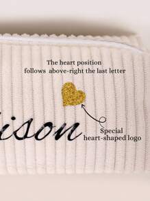 1 Pieza Estuche de lápices de pana con transferencia térmica personalizada, nuevas rayas gruesas, estuche de lápices personalizado con texto personalizado - Gran capacidad, bolsa de almacenamiento - Perfecto para guardar útiles escolares, artículos de oficina y regalos únicos de vuelta al colegio