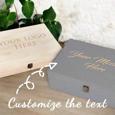 1 pieza/Caja de madera tallada personalizada - Caja de recuerdos de boda, caja de recuerdos rústica, perfecto para fotos y recuerdos emotivos, caja de recuerdos de temporada de graduación, caja de madera personalizada, para enviar a estudiantes, colegas, amantes, padres