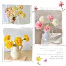 2/6 件钩针花束套装，手工针织花，钩针插花，人造康乃馨花，房间、卧室、客厅装饰，摄影道具，母亲节、教师节礼物