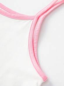 Balabala Young Girl Cute Cartoon Graphic Sleeveless Cami Top, For Summer - White and Red - View 3