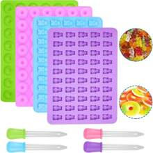 1 Pc Silicone Candy Mold With Dropper, Dinosaur, Doughnut, Mini Heart, Cute Bear Shaped Silicone Mold, DIY Animal Chocolate & Gummy Candy Mold - Multicolor - View 7