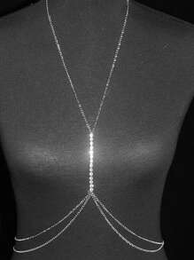 Simple Chest Bra Chain Waist Belly Necklace Choker Sexy Rhinestone Multilayer Body Chain Jewelry For Women