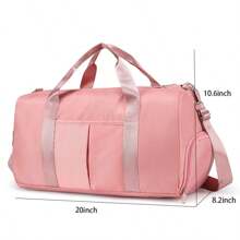 1PC Sports Fitness Bag For Women, Wet And Dry Separation, Swimming Training Bag, Short-Distance Travel Luggage Bag, Handbag, Men's Bag, Shoulder Travel Bag, Yoga Bag, Clothing Storage Bag, Large Capacity, Independent Shoe Compartment, Solid Color, Simple And Versatile Leisure Bag, Mommy Outing Bag, Maternity Bag
