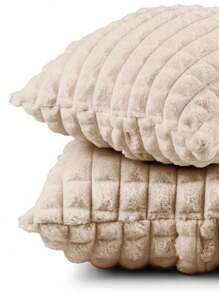 Kit Of 2 Cushion Covers 45cmx45cm Velvety In Soft Decorative Plush With Zipper - Frapé - Ver 2