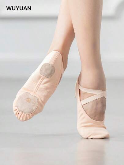 Ballet Pink 4-Way Stretch, Strong Elastic Canvas Ballet Flats Without Lining – Perfect For Ballet, Contemporary, Jazz, Lyrical, Modern Dance, And Yoga; Suitable For All Ages