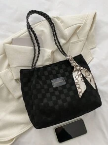 2025 Summer New Fashion Large Capacity Shoulder Handbag Women Commute Tote Bag With Free Scarf (Scarf Color Randomly Delivered)