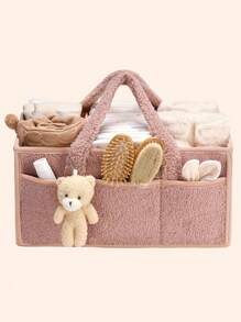 1pc Pluche Baby Luier Opbergtas, Luier Clutch, Grote Capaciteit Moeder Reistas