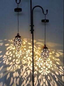 1pc Vintage Bronze Tone Waterproof Solar Pendant Light Outdoor Metal Polished Nickel Battery Garden Decor With Hollow Garden Lamp LED Decorative Lights For School Decoratio Street Courtyard Balcony Garden Use - one-size - View 3