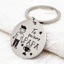 不锈钢圆形冠军爸爸钥匙扣，父亲节礼物 - 彩色 - 查看 8