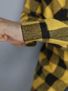 Men's Plaid Flannel Dress Shirt Long Sleeve - 黃色 - 查看 4