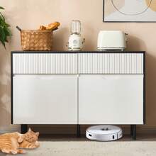 Sideboard With Modern Design, Adjustable Shelves And Anti-Tip Protection - 黑色 - 查看 2