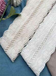 1pc Scalloped Embroidered Lace Edge Fabric Trim, 7.5cm Width Water-Soluble Hollow Out Cloth Decorative Sewing Supplies For Clothing