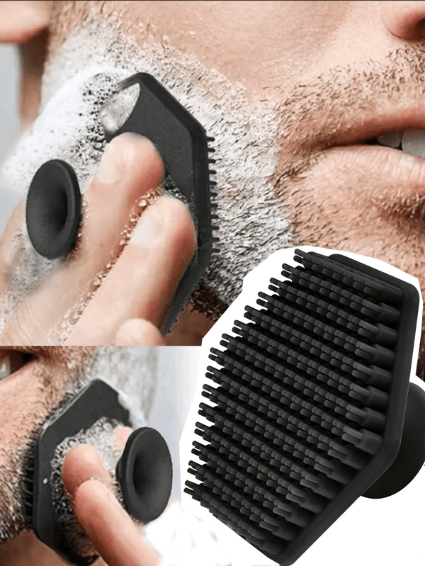 1 escova de limpeza portátil de silicone, escova esfoliante, escova de barba e ferramenta de massagem, masculina, limpeza profunda, bolsa, armazenamento, grampo de cabelo, acessórios de banheiro, escova, material de volta às aulas, itens essenciais para dormitório estudantil, escova de limpeza facial, ferramenta de massagem.