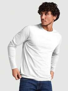 Roly 1 件長袖 T 卹（48 小時內發貨）– 各種尺寸 – 白色 – 無側縫的管狀面料，4 層圓領，頸部和肩部加固包縫，無袖口，適合日常使用，基本款 T 卹，耐用款 T 卹，男女通用款 T 卹，長袖 T 卹 - 白色 - 查看 1