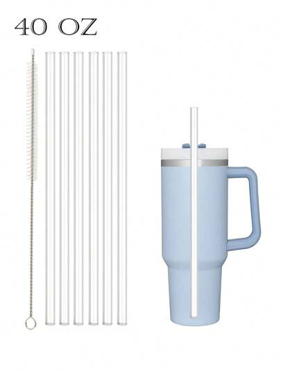 Canudos de reposição, compatíveis com copos de 40 oz (1134,0 g) e 30 oz (850,5 g), canudos reutilizáveis de 1/2/4 peças com escova de limpeza, plástico, transparente, material escolar
