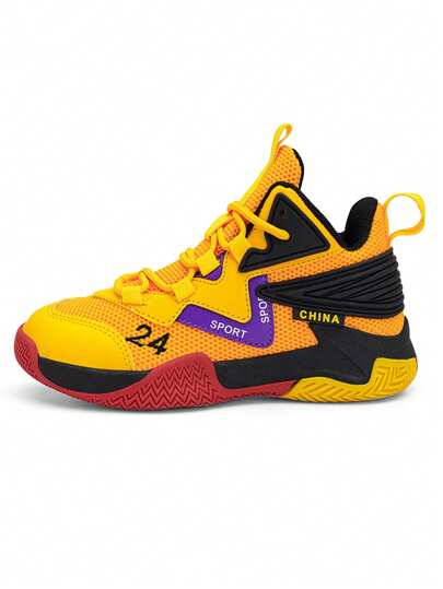 Kids' Sports Shoes, Boys' Basketball Sneakers, Big Kids' Breathable Double Mesh Sports Shoes