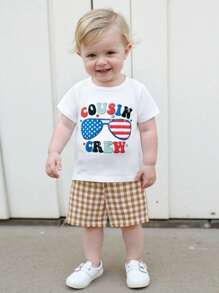 Toddler Boys 4th Of July Shirt, Kids USA Red White And Blue Shirts, American Flag Independence Day Tee 1-6T - 白色 - 查看 4
