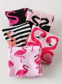 5/10 Pairs Flamingo Cartoon Animal Colorful Socks For Men & Women, Suitable For Daily Wear, Gatherings & Parties - Multicolor - View 6
