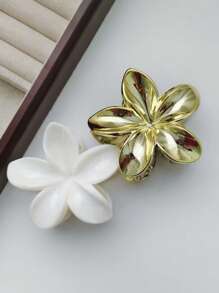 2 piezas Pinzas para el cabello de mujer grandes de acrílico con flor, elegante y elegante pinza personalizada para moño y recogido, accesorio de cabello con decoración floral, versátil para uso diario