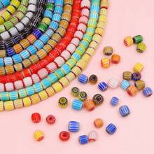 10pcs 8mm Colorful Cylindrical Beads Glass Thousand Flower Beads For Jewelry Making, Bracelets, Necklaces DIY - Craft Accessories