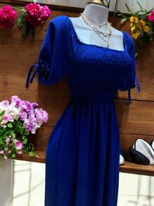 VESTIDO LARGO TIPO CAMPESINO CON MANGA MOD. ALY - azul real - Ver 9